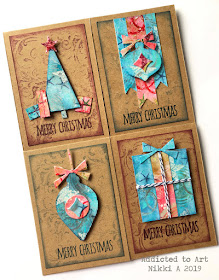 Christmas cards with Gelli plate and sticky tape embellishments