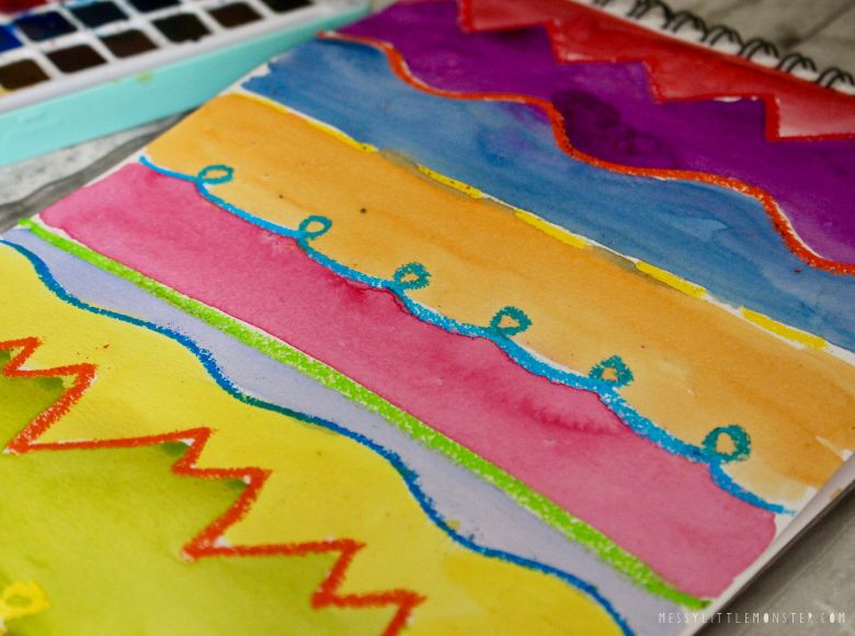 Easy Oil Pastel Watercolor Project for Kids - The Kindergarten