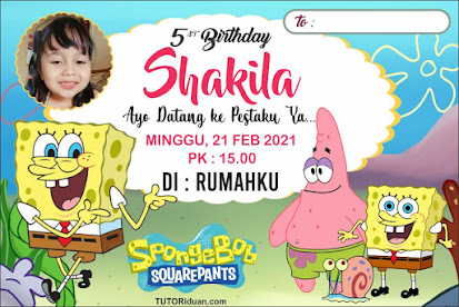 Desain Undangan Ultah Kartun Spongebob CDR