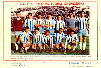 R. C. D. ESPAÑOL DE BARCELONA - Barcelona, España - Temporada 1960-61 - Visa, Ribas, Bartolí, Dauder, Muñoz, Tomás (portero suplente) y Recamán; Moreno, Ribera, Indio, Aguirre y Camps - VALENCIA 3 (Tercero, Héctor Núñez y Aveiro), R. C. D. ESPAÑOL DE BARCELONA 0 - 08/01/1961 - Liga de 1ª División, jornada 16 - Valencia, estadio de Mestalla - El ESPAÑOL se clasificó 10º en la Liga de 1ª División en la temporada 1960-61. Ernesto Pons, Alejandro Scopelli y Ricardo Zamora se sucedieron como entrenadores