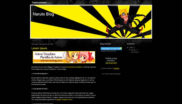 'Anime Plantilla Blogger' Naruto Blog Template