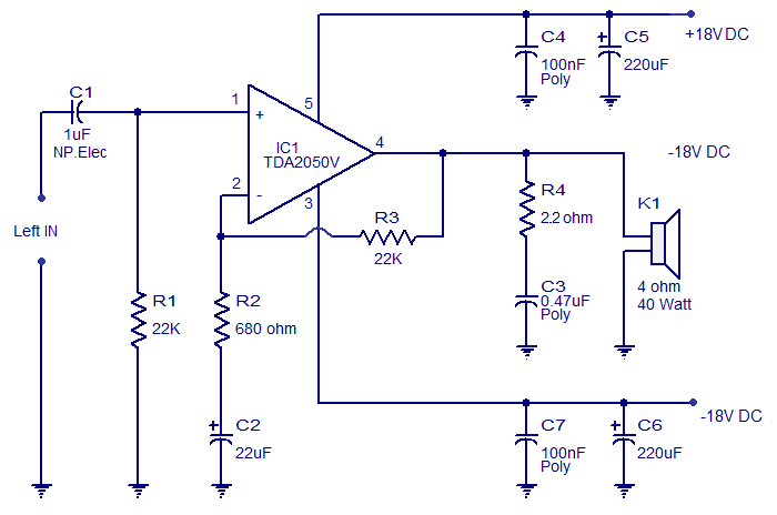  Skema Power  Amplifier dengan IC TDA2050 32 Watt Masputz com