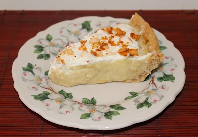 Slice of coconut cream pie.