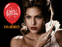 eva mendes birthday wishes wallpapers whatsapp status video 2019, eva mendes holding 3 ikke playing cards as a gambler with royal look.