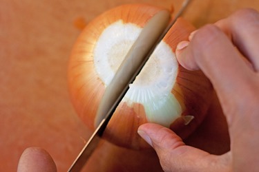 Slice onion down the middle