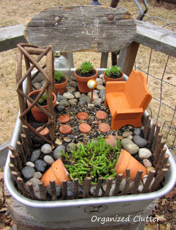 Terracotta & Succulents Miniature Garden www.organizedclutterqueen.blogspot.com