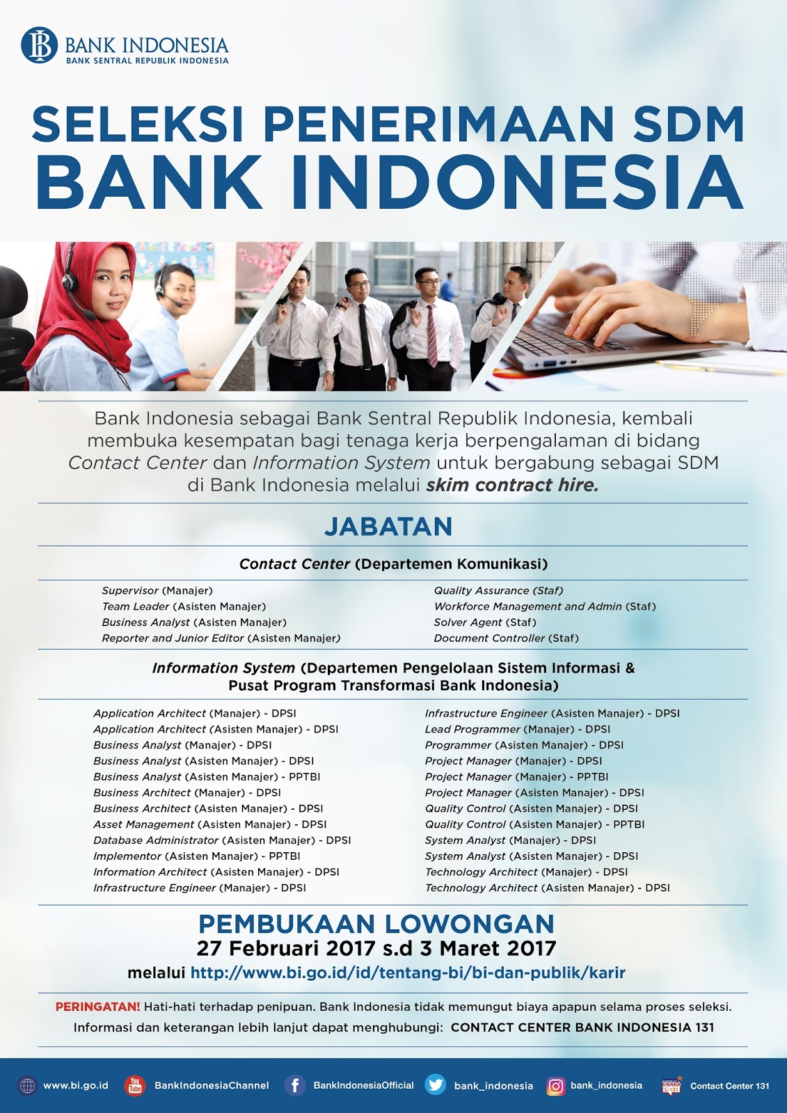 Lowongan Kerja Jakarta Bank Indonesia (Bank BI) - Mark Amber