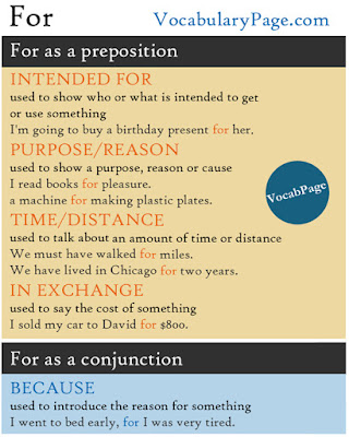 For preposition or conjunction
