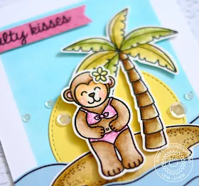 Sunny Studio Stamps: Island Getaway Sending Salty Kisses Monkey Card By Lexa Levana.