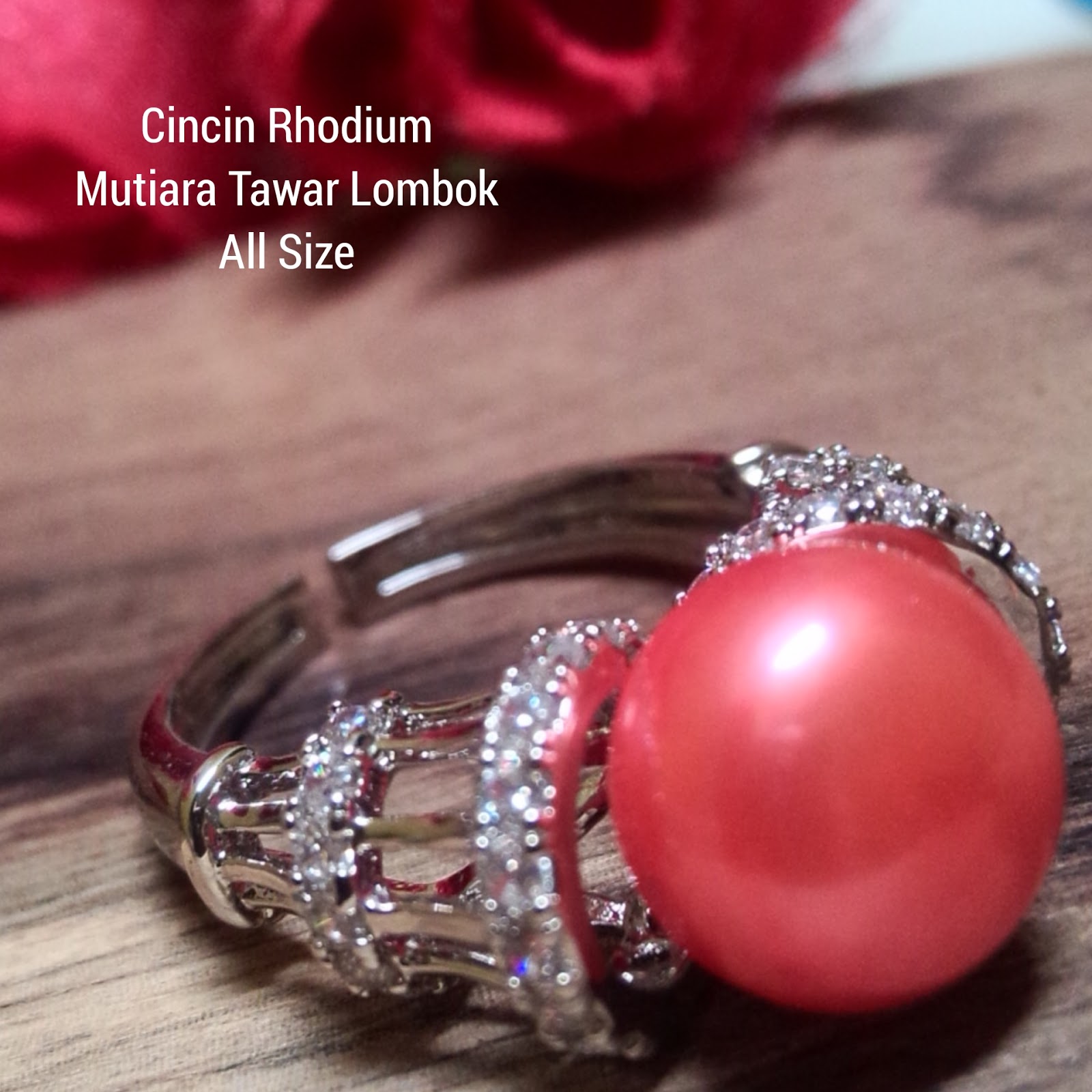 Jual Cincin Mutiara Lombok Tawar Murah Warna Orange - Kode 