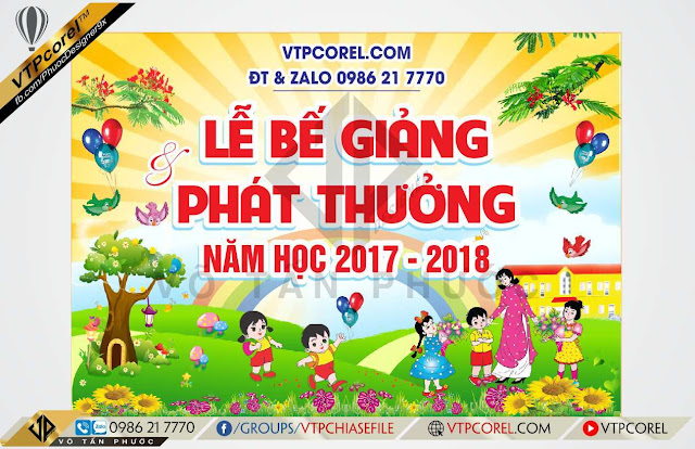 Phông Lễ Bế Giảng Phát Thưởng trường Mẫu Giáo