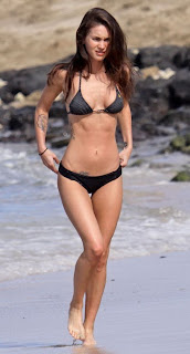Megan Fox sexy breast arse body in black bikini in Hawaii
