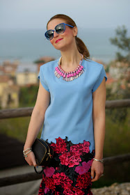 Marc by Marc Jacobs sunglasses, Sodini bijoux pink necklace, zara bonsoir bag, Fashion and Cookies, fashion blogger