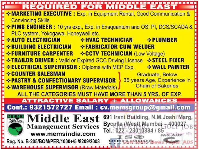 Middle East large job vacancies