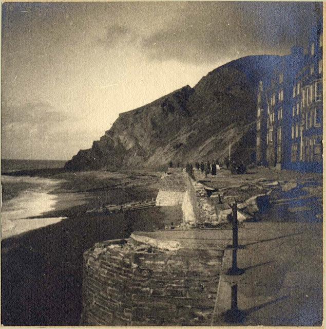 Storm damage North end of Marine Terrace, Aberystwyth, 1927.