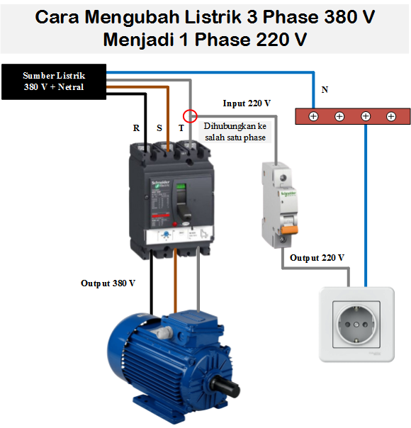 cara sambung litsrik 3 phase ke 1 phase