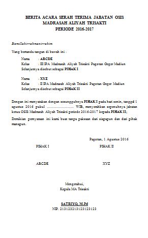 Contoh Berita Acara Serah Terima Uang - Wall Pressss