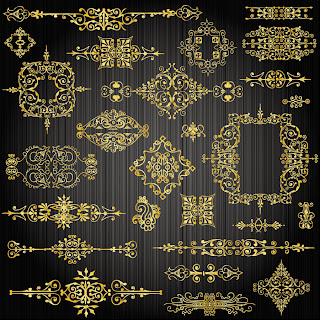 金色の飾り罫 gold lace pattern vector イラスト素材