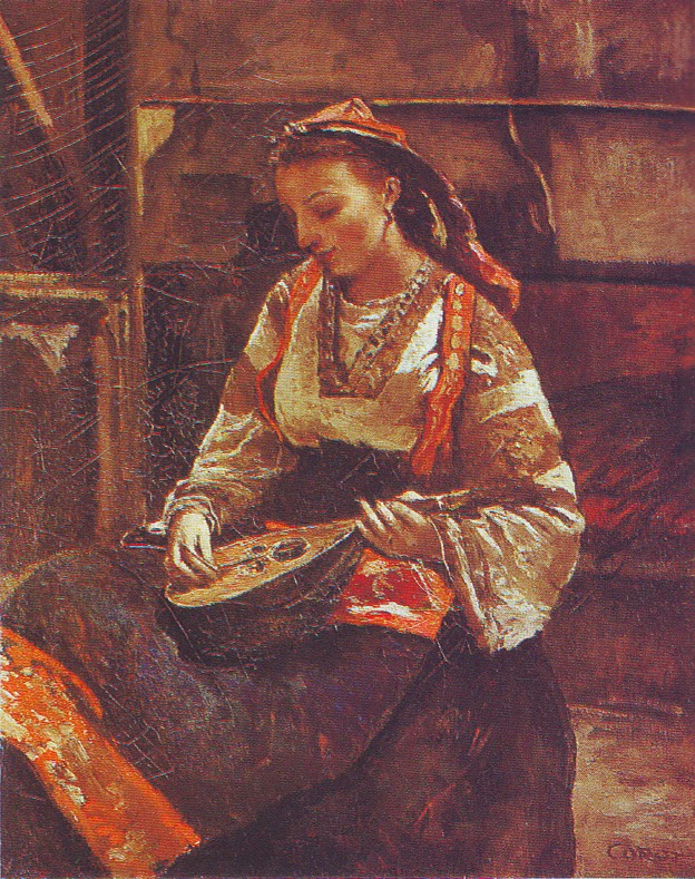 Italienne assise jouant de la mandoline, ca. 1865-70