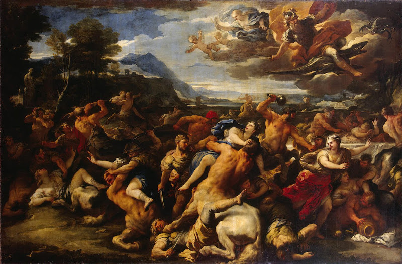 Battle Between the Lapiths and Centaurs by Luca Giordano - Battle, Religious, Mythology paintings from Hermitage Museum