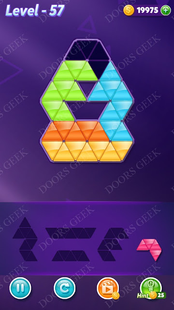 Block! Triangle Puzzle Novice Level 57 Solution, Cheats, Walkthrough for Android, iPhone, iPad and iPod