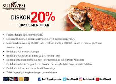 Diskon 20% di Sulawesi Resto - Bank Mega