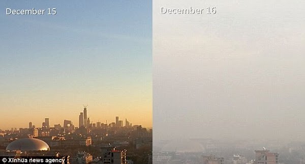 Polusi Parah, China Tertutup Kabut Asap