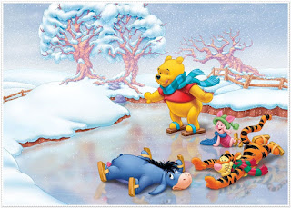 Winnie the Pooh en Invierno: Marcos, Tarjetas o Invitaciones para Descargar Gratis.