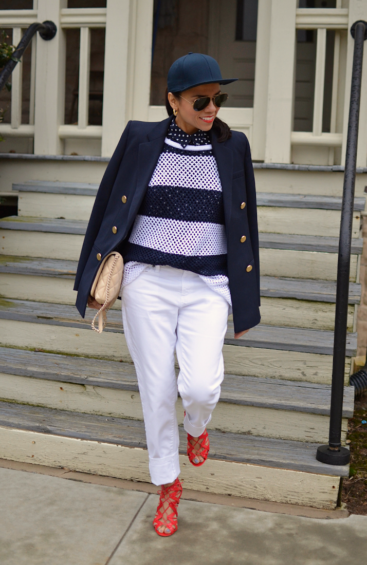 Navy blazer street style