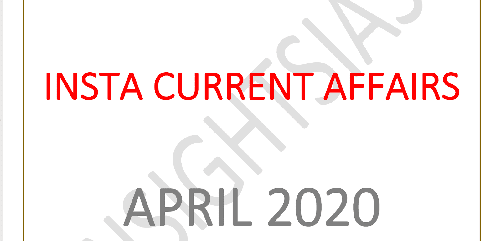 InsightsIAS Current Affairs April 2020