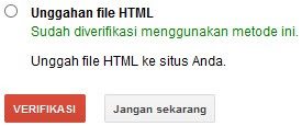 Proses Verifikasi Blog di Google Wemaster Tools