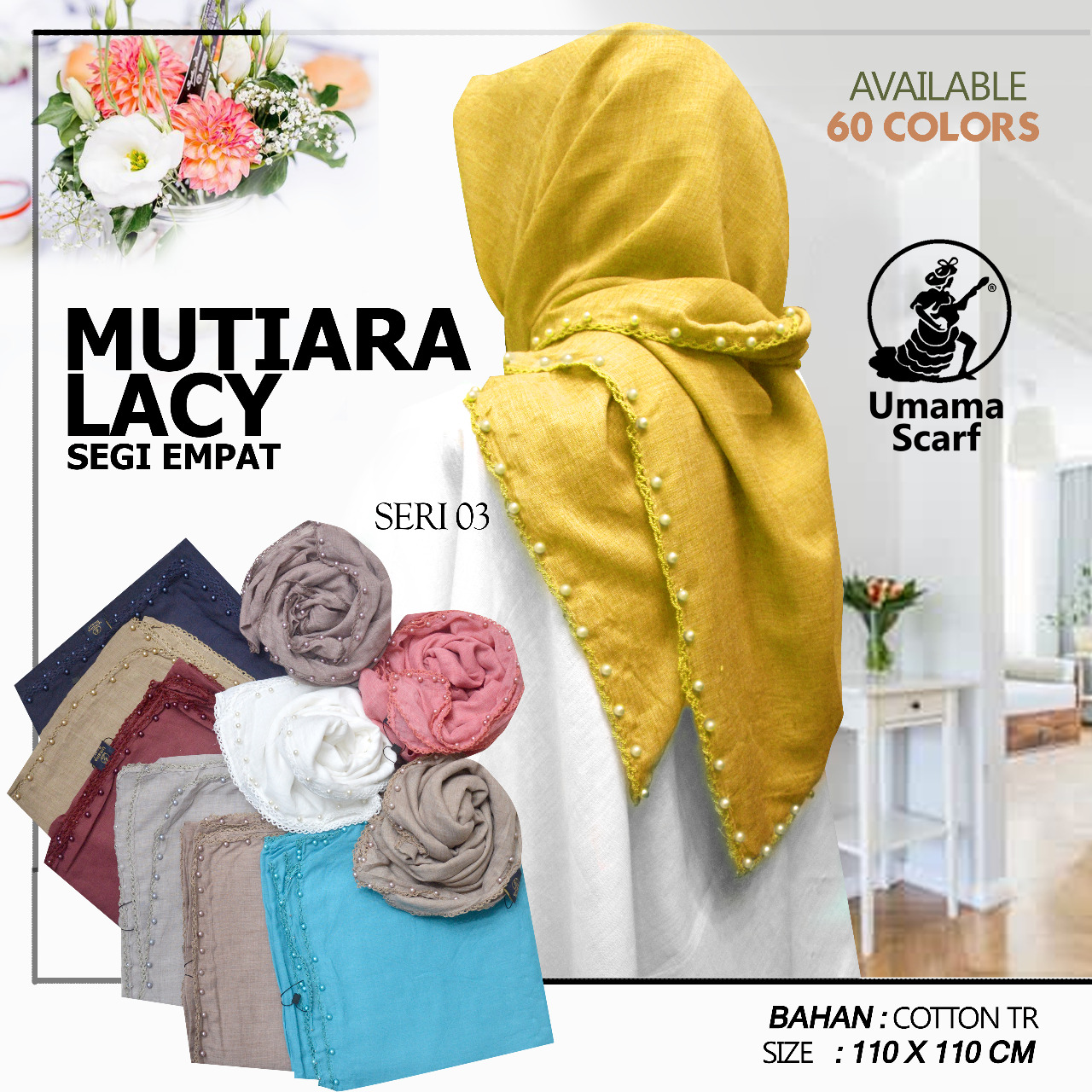  Kerudung Mutiara  Lacy By Umama Scarf Jilbab Segi Empat All 