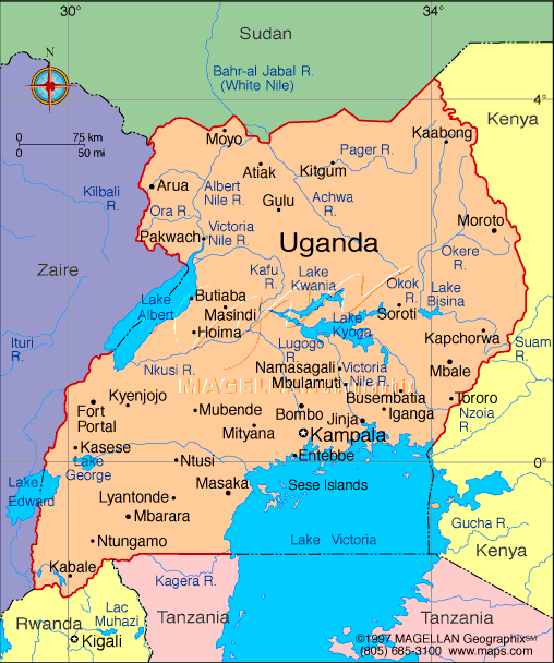 world map uganda