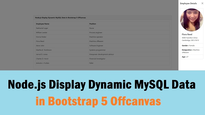 Display Dynamic MySQL Data in Bootstrap 5 Offcanvas Using Node.js: A Step-by-Step Guide