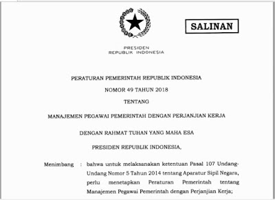 Perpres No 49 Tahun 2018 Tentang Manajemen PPPK, https://bingkaiguru.blogspot.com