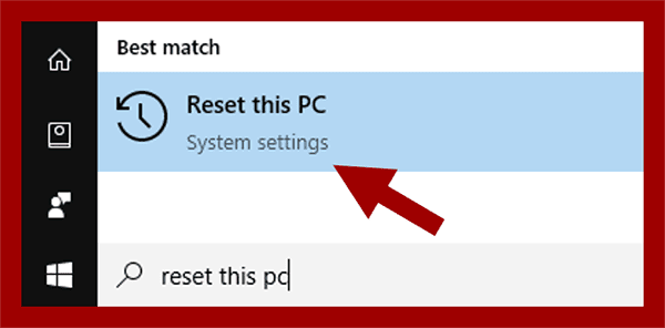 Membuka Reset This PC