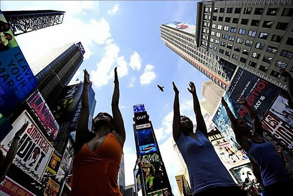 Yoga at times Square NewYork Images