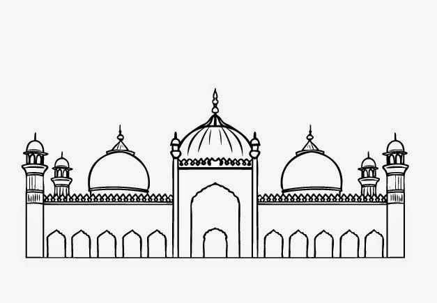  Sketsa  mewarnai gambar masjid  Dunia Putra Putri
