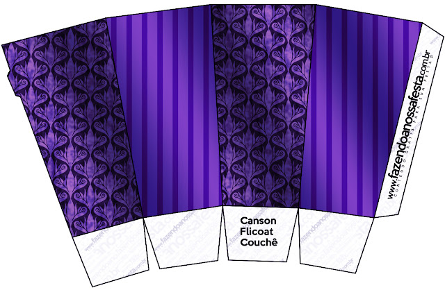 Purple with Arabesques and Stripes Free Printable Quinceanera PartyBoxes.