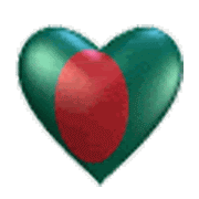 waving Flying Animted Flag of Bangladesh. 3D rotating heart graphics Flag of .