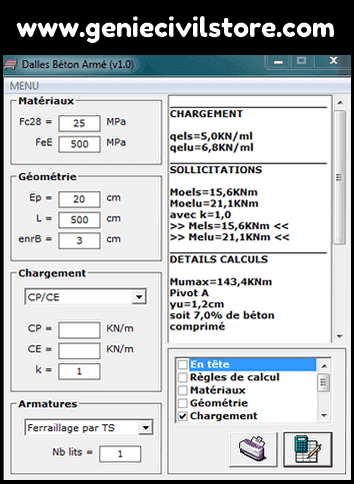 Application pour le calcul des dalles