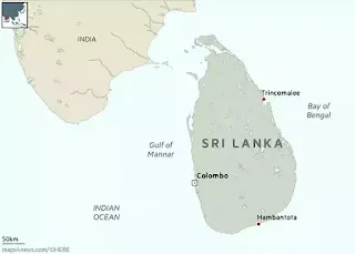Vị trí cảng Hambantota của Sri Lanca.