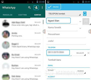 Cara Menambah Kontak baru di WhatsApp Android