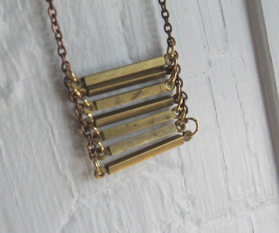 brass stacked bars layer geometric necklace