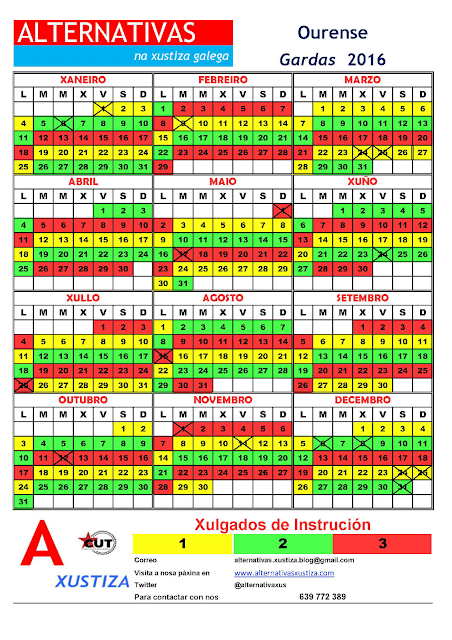 Ourense. Calendario gardas 2016