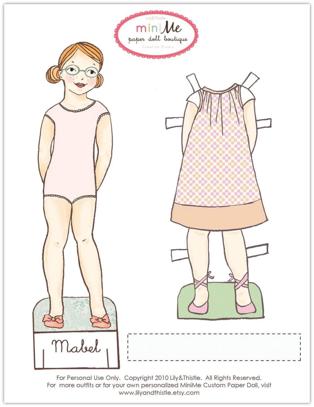 Lily & Thistle Meet Mabel. Free Printable Paper Doll
