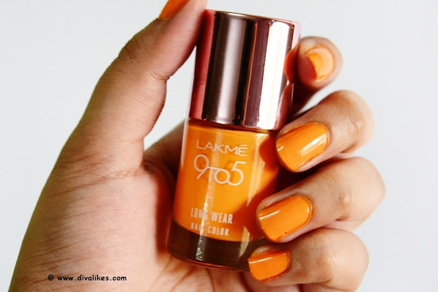 Lakme 9 to 5 Long Wear Nail Color Saffron Space Review