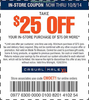 Free Printable Casual Male XL Coupons