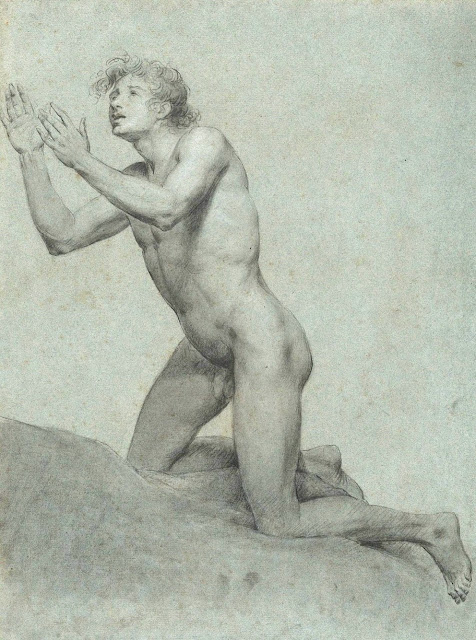 John Trumbull (1756-1843) Sketch of a Male Nude - Life Study Drawing - graphite, with crayon and charcoal Trumbull Gallery- Yale University