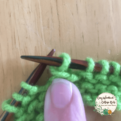 picture of how a slipped stitch looks after passing it over